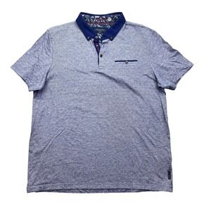 Ted Baker London Polo Shirt Geometric Print‎ Short Sleeve Casual Top Sz 6